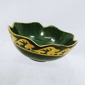 Bowl Scalloped Rim Gold Embossed Trim Decorative Bowl Only 6" Vintage Decor